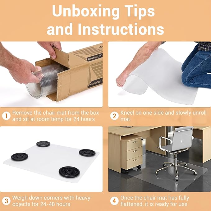 Office Chair Mat for Hard Floor, 45'' x 53'' Computer Desk Chair Mat for Floors, Easy Rolling for Office on Carpets Anti-Slip Carpet Protector for Rolling Work and Gaming Chairs