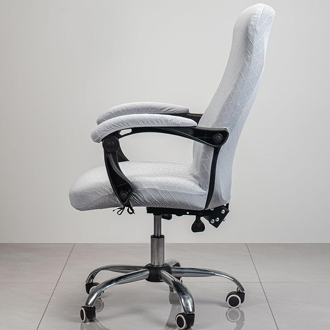 Melaluxe Office Chair Cover with Armrest Covers， Universal Stretch Desk Chair Cover, Computer Chair Slipcovers (Size: L) - Light Gray