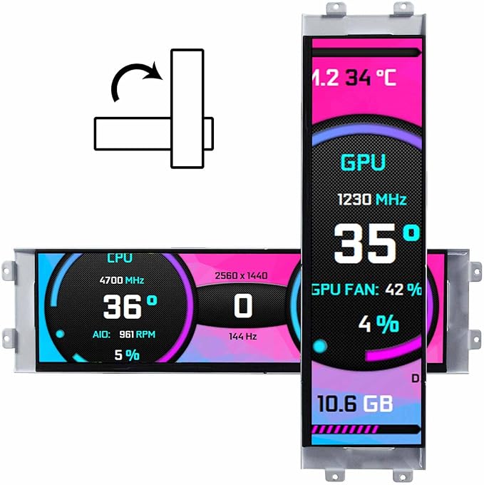 VSDISPLAY 12.7 Inch 2K Bar LCD Screen Monitor 2880x864 IPS DIY for D41 Computer PC Case Building CPU/GPU Monitoring Secondary Display,with USB-C DP Input