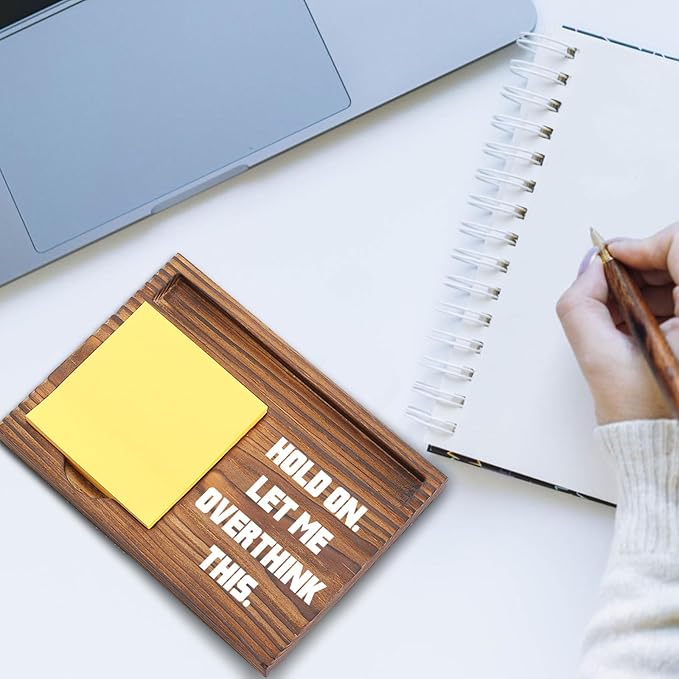 Let Me Overthink This Sticky Note Holder, Funny Office Desk Organizer, Anxiety Humor Gift for Coworkers, Friends, Self-Stick Note Pad Holders EDP127