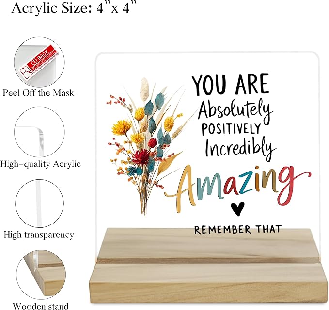 Encouragement Gifts for Women Decor Sign, You Are Amazing Acrylic Plaque, You Are Loved Sign