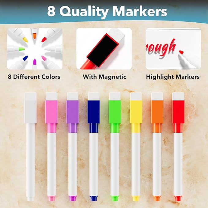 Neatsure Acrylic Magnetic Dry Erase Board for Fridge, Clear Whiteboard for Refrigerator, Notepad Memo to Do/Grocery List White Board, w/ 8 Colors Markers, 15 x 11