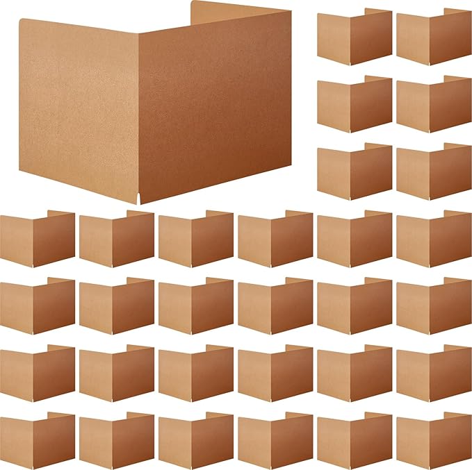 Gueevin 30 Pcs Classroom Desk Dividers for Students Test Privacy Folders for Better Focus Overall Size 13" x 20" x 17" School Testing Study Cardboard (Brown)