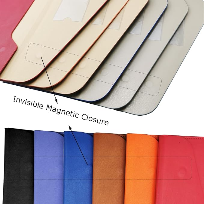 PU Leather A4 File Folder Document Holder Waterproof Portfolio Envelope Folder Case with Invisible Magnetic Closure (Purple, A4)