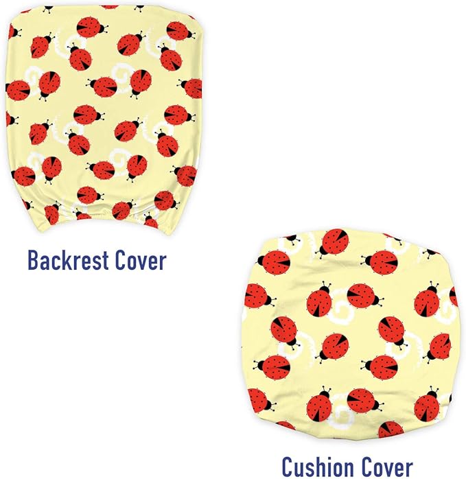Ambesonne Ladybug Office Chair Slipcover, Childish Graphic Ladybugs Pattern on a Background with Swirls, Protective Stretch Decorative Fabric Cover, Pale Yellow Vermilion