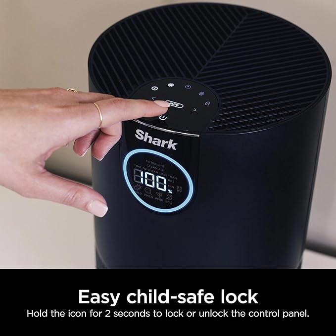 Shark HP100 Air Purifier w/NanoSeal HEPA, Cleansense IQ, Odor Lock, Cleans up to 500 Sq.ft, Captures 99.98% of Particles, Dust, Smoke & Allergens, For Small Bedroom/Office, Charcoal Grey (Renewed)