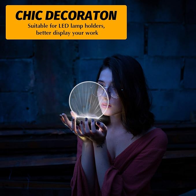 Honoson 4 Pieces 3D Night LED Lamp Base 16 Colors LED Lights Display Base with Remote Control and USB Cable, Lights Frame for Acrylic and Resin Glass, for Restaurant Room Shop in Black