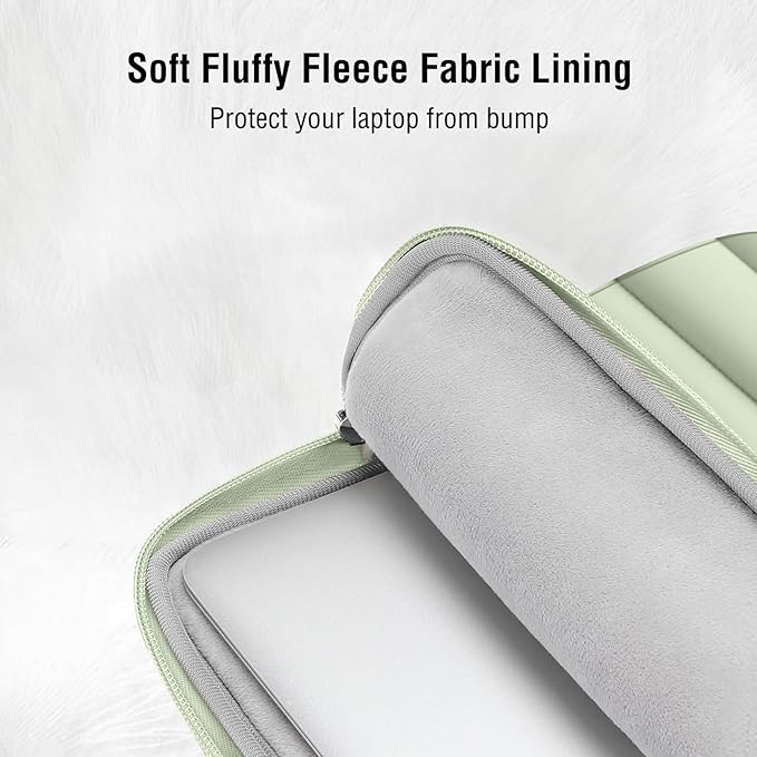 MOSISO Laptop Case 13.3 inch,13-13.3 inch Puffy Laptop Sleeve Compatible with MacBook Air 13.6 M5 M4 M3 M2 M1/Neo/Pro 13/14,HP Dell ASUS Lenovo,Polyester Horizontal Bag with Small Case, Sage Green
