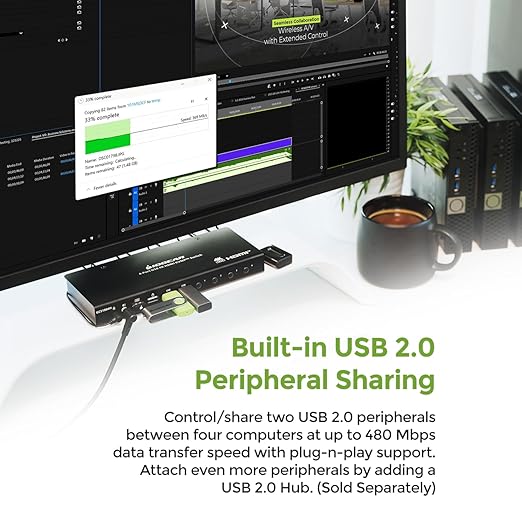 IOGEAR 4-Port 4K KVM Switch with HDMI Connection, Control 4 Computers with one Monitor, Keyboard, & Mouse - up to 4096x2160 @60 Hz or 5120x1440 @60Hz - Windows, Mac, Linux, GCS1904H