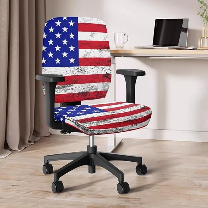 American Flag Office Chair Covers Stretchable Office Chair Seat Cover 2 Piece Washable Gaming Chair Cover Universal Fit Most Wheelchairs,Computer Chairs,Gaming Chairs