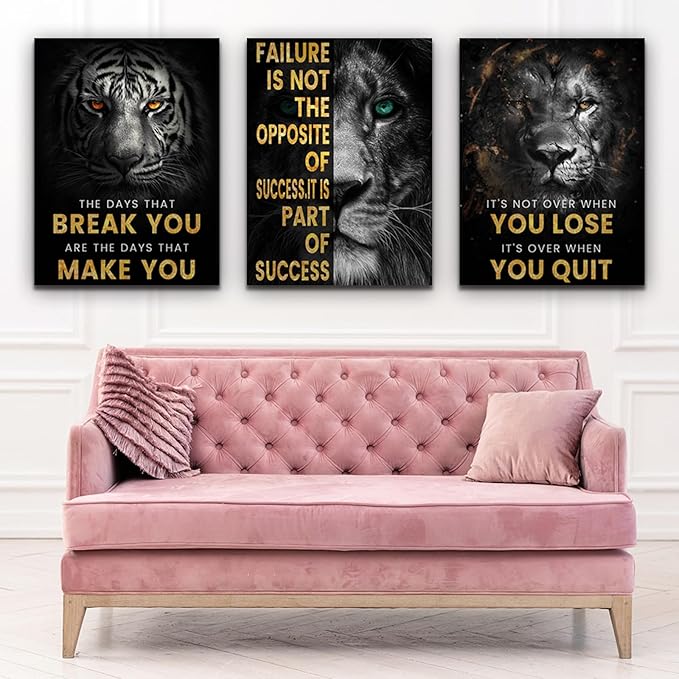 Motivational Office Wall Decor 3 Pieces Paintings Motivational PostersMotivational Wall Decor Prints Inspirational Canvas Wall Art Picture for Home Bedroom Living Room Decorations (60"Wx28"H)