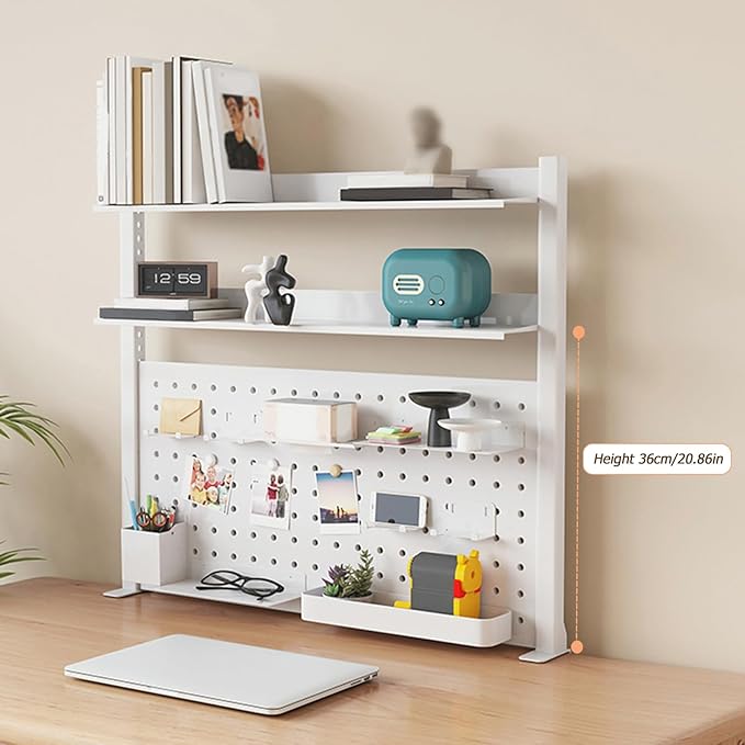 Clamp on Desk Organizer Shelf, Desk Extender with Pegboard, Gaming/Computer Desk Accessories with Shelf, Privacy Panel for Office, Clamp-on Desktop Shelving Syste (Black, 31.5in/80cm)