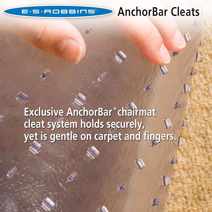 Chair Mat for Medium Pile Carpet, 60"x96" Rectangle, Clear Vinyl Beveled Edge