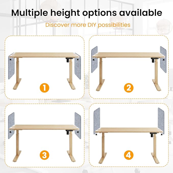 Desk Divider, Clamp On Felt Desk Privacy Panels, Acoustic Sound Absorbing Desk Partition for Office Desk, Reduce Distractions, Light Gray, 2 Pack, 24 x 24 in