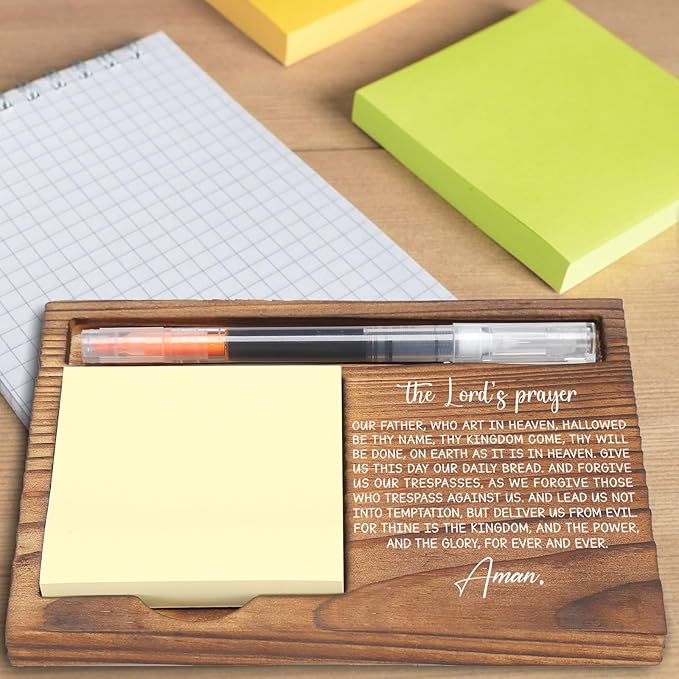 The Lord’s Prayer Sticky Note Holder, Christian Desk Organizer for Religious Social Worker Therapist Counselor Educators Gift for Office Self-Stick Note Pad Holders EDP115