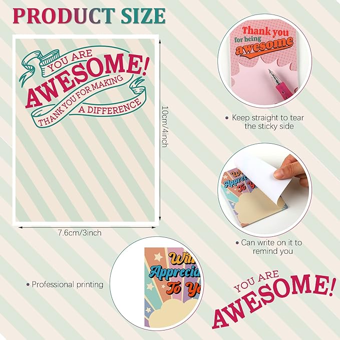12 Pieces Empowering Sticky Note Pads 3" x 4" Motivational Educator Sticky Notes Inspirational Self Stick Note Pad Funny Sticky Notepad Appreciation Gifts for Teacher Office Student (Stylish)