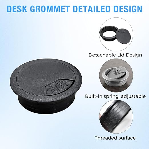 Desk Grommet 2" (50 mm), Desk Cord Hole Cover, Cable Grommet ABS Plastic, Desk Hole Grommet for Office and Home Table Cable, Detachable Adjustable Cable Cord Organizer (Light Grey 4 Pcs)
