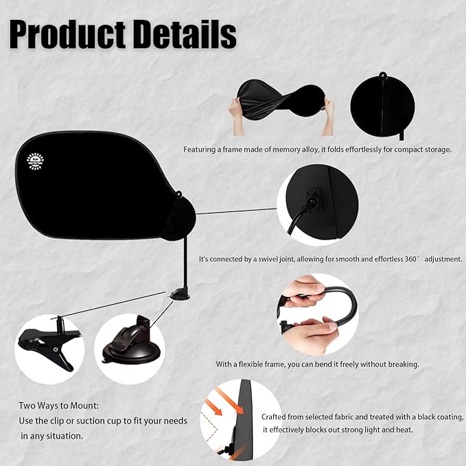 Cubicle Privacy Screen & Adjustable Desk Canopy, Office Partition Shade to Block Overhead Light & Reduce Monitor Glare, Portable Light Shield for Computer Monitors and Laptops (Black)