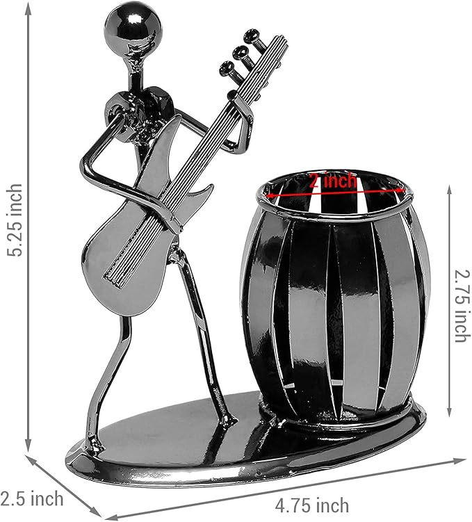 MyGift Pen Holder For Desk,Office Decor Desk Accessories For Men Music Decor Guitar Accessories Gifts For Men Guitar Players Boss Male