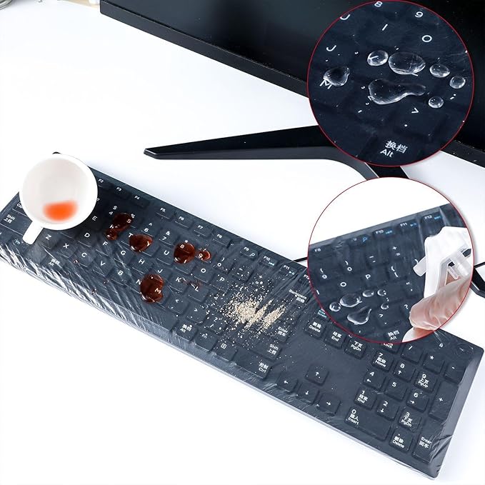 Weewooday 60 Pcs Universal Disposable Keyboard Protector Cover 0.025mm Wipeable Fully Covered Waterproof Anti-Dust Keyboard Protector for Computer Desktop Schools Office Supplies