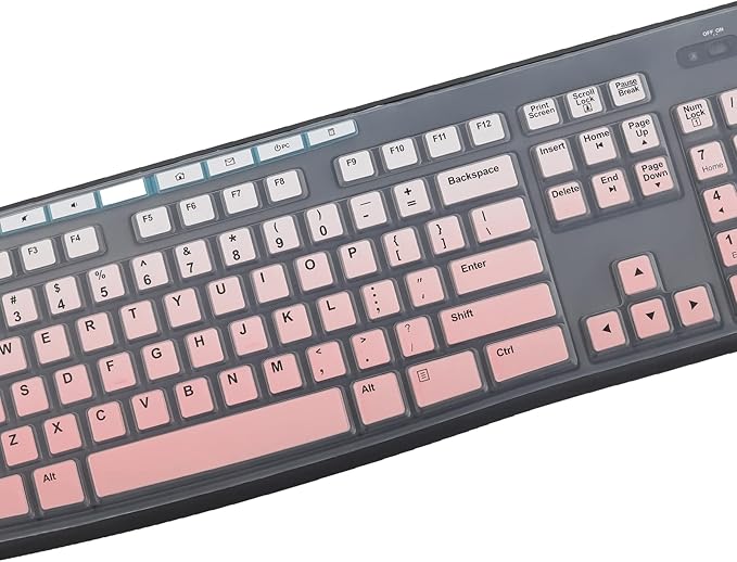MUBUY Keyboard Cover Skin Protector Fit Logitech MK295 MK275 MK270 Wireless Keyboard, Logitech K200 K260 K270 MK200 MK260 Keyboard (NOT Fit Other Model Keyboards)-GradualPink