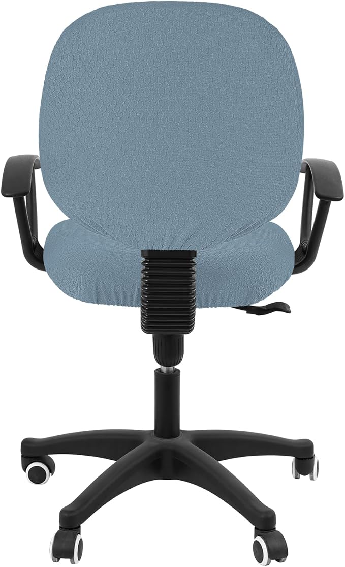 Smiry Stretch Jacquard Office Computer Chair Covers, Removable Washable Universal Desk Rotating Chair Slipcovers Protector, Seat + Backrest Cover, Airy Blue