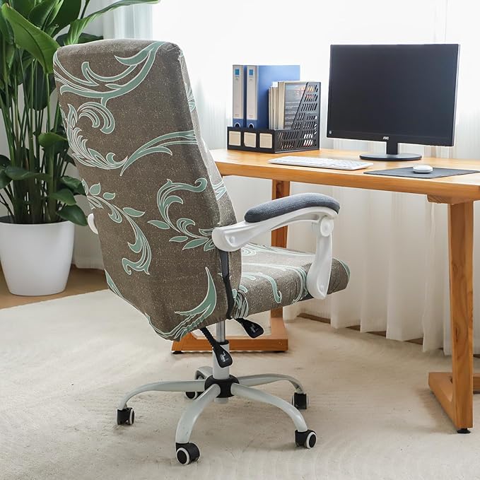 FORCHEER Patterned Large Office Chair Cover Stretch Printed Computer Armchair Slipcover for Desk Chair, Mesh Chair 1 Piece Washable Removable