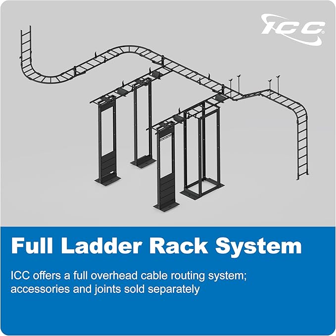 ICC Cable Runway Rack 5' Straight Section, 16-Gauge Steel, Made in USA, 2-Pack