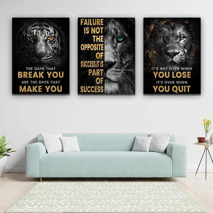 Motivational Office Wall Decor 3 Pieces Paintings Motivational PostersMotivational Wall Decor Prints Inspirational Canvas Wall Art Picture for Home Bedroom Living Room Decorations (60"Wx28"H)