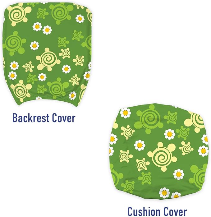 Ambesonne Turtle Office Chair Slipcover, Spring Revival Inspiration Chamomile Illustration and Vortex Flower Design, Protective Stretch Decorative Fabric Cover, Standard Size, Yellow Green