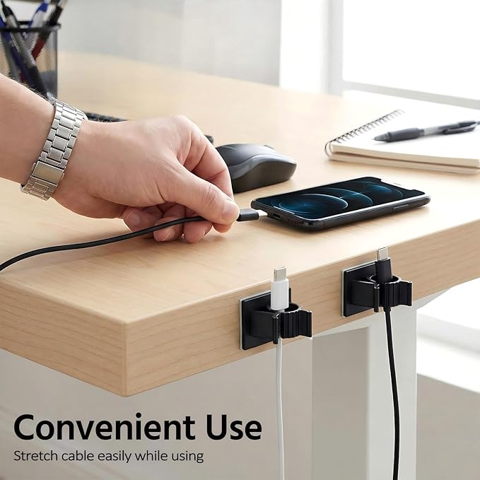 eBoot 100 Pcs Adhesive Cable Wire Clips Strong Cord Clips Wire Holders Cable Cord Straps Management Clamps Tie Holder for the Wall, Under Desk, Car, Office and Home