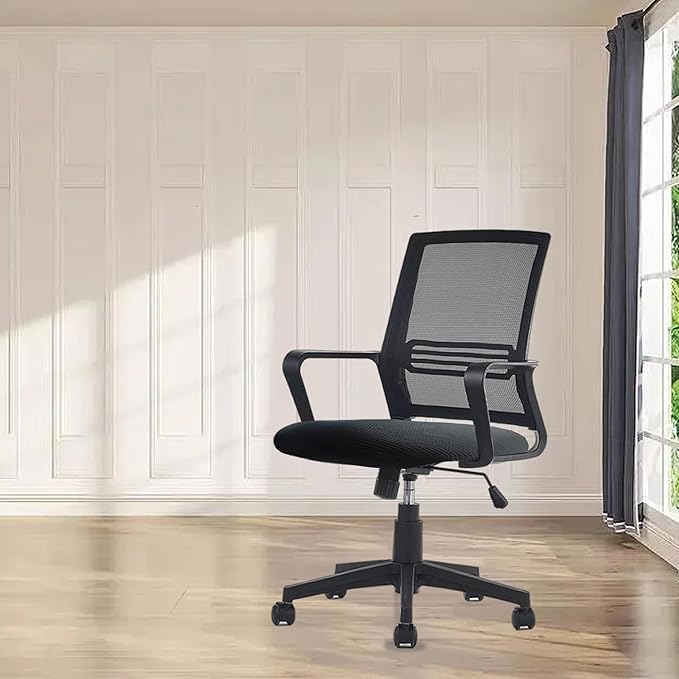 One Stretch Office Chair Cover, Universal Elastic Computer Desk Seat Slipcover, Washable Removable Protective Cover for Rotating Swivel Chair, Anti-Dust(Black)