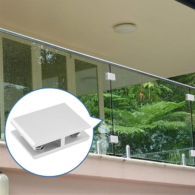 INCREWAY Glass Clamp, 12 Pack Adjustable Double Side Aluminum Alloy Glass Shelf Support Bracket, Glass Clip Clamp Holder for 10-12mm Thickness, 180 Degrees