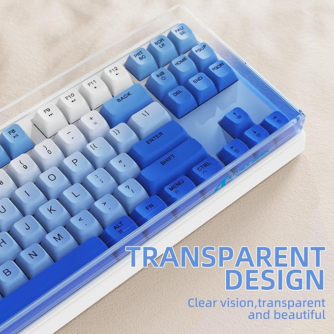 Attack Shark KC03 Acrylic Clear Transparent Keyboard Cover(13.9 * 5 * 0.9 inch) with Dustproof Waterproof Anti-hit Anti-cat Protective Case for Standard 87Key Mechanical Gaming Keyboard Blue