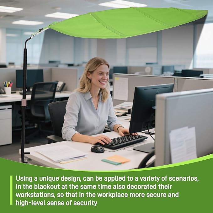 P Polerden Green Leaf Office Cubicle Light Shield and Desk Shade (Cubicle Shade) – Adjustable, UV-Resistant – Blocks Overhead Light, Glare and AC Airflow, Ideal for Light Sensitive Workers