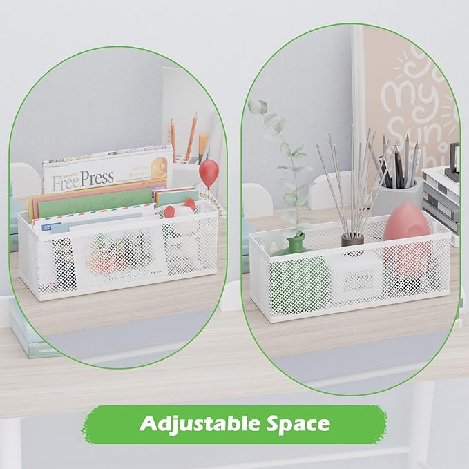 Mail Holder Countertop, Mail Organizer with 2 Slots, Mail Basket Wall Mounted Desktop Mail Sorter Letter Holder Box Envelope Organizer for Home Office, White
