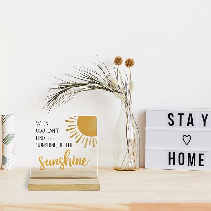 Be the Sunshine Motivational Decor Sign, Sunshine Gifts for Women Acrylic Plaque