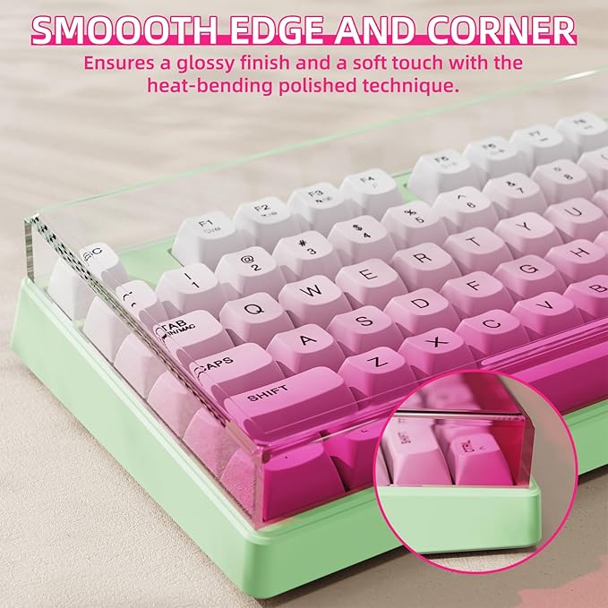 ATTACK SHARK KC03 Acrylic Clear Transparent Keyboard Cover(13.9 * 5 * 0.9 inch) with Dustproof Waterproof Anti-hit Anti-cat Protective Case for Standard 87Key Mechanical Gaming Keyboard Pink