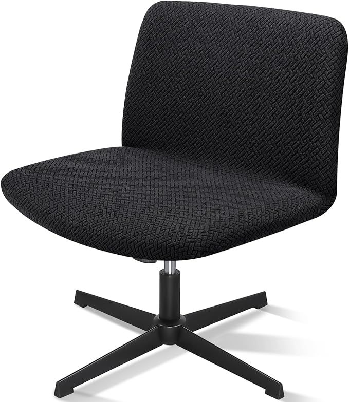Criss Cross Office Desk Chair Cover, Stretch Armless Cross Legged Office Desk Chair Slipcover Protector Covers, Mid Back Swivel Vanity Slipper Chairs Cover for Bedroom（Only Covers, No Chairs）