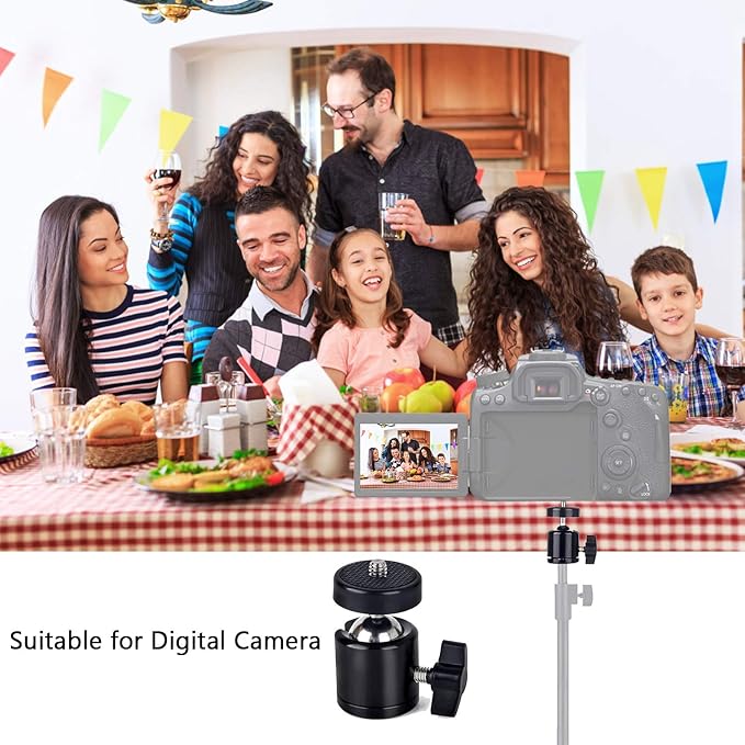 Universal 1/4" Swivel Mini Ball Head Screw Tripod Mount with Hot Shoe（2 Pack）, Eszkozta 360 Degree Rotating Mount Base Adapter for DSLR Cameras HTC Vive Tripods Monopods Camcorder Light Stand…