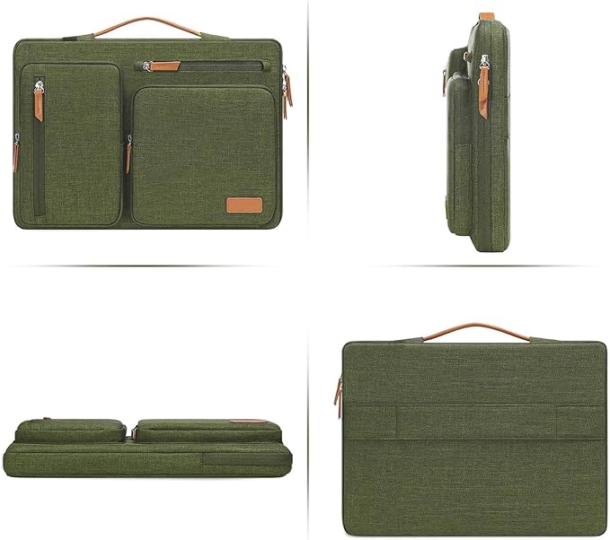 MOSISO 360 Protective Laptop Case 15 inch, 15 inch Laptop Sleeve Compatible with MacBook Air M5 M4 M3 M2 2026-2023, Dell XPS Plus, Side Open Carrying Case with 4 Zipper Pockets&Handle, Olive Green