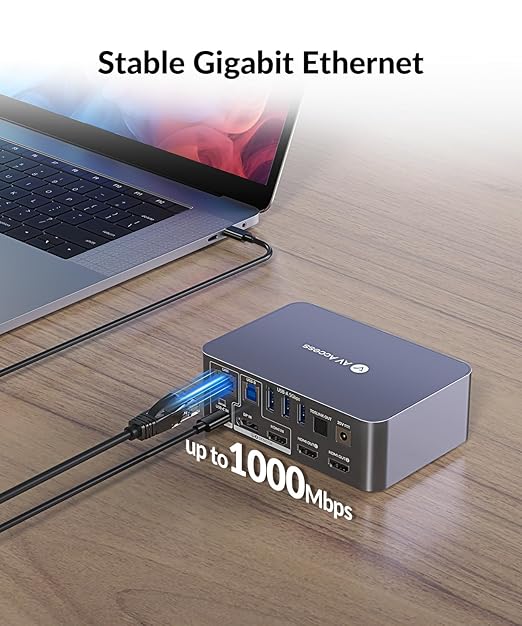 AV Access Dual Monitor KVM Docking Station for Laptop & Desktop, GbE, EDID, 5xUSB-A, HDMI 4K@60Hz USB C KVM Switch 2 Monitors 2 Computers, 60W Laptop Charge, for Home Office Workstations (iDock C10)