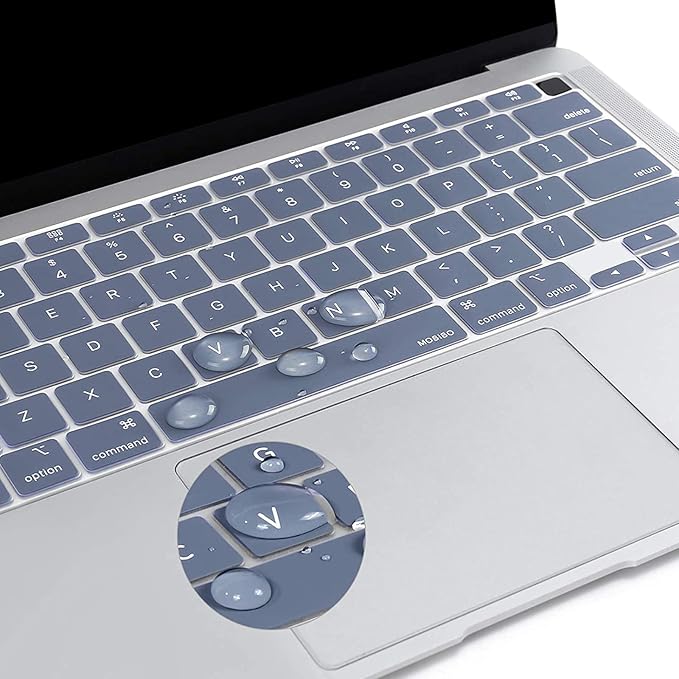 MOSISO Keyboard Cover Compatible with MacBook Air 13 inch 2022 2021 2020 Release A2337 M1 A2179 Retina Display with Touch ID Backlit Magic Keyboard, Waterproof Protective Silicone Skin, Lavender Gray