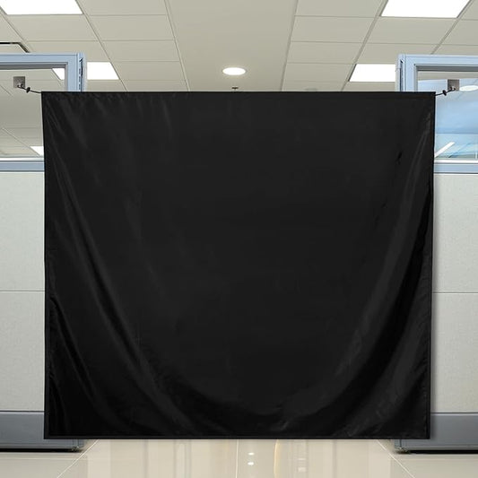 51"x55" Office Privacy Curtain with Hanging Kit - Noise Reducing Partition Screen for Cubicles, Dorms & Home Offices (Black)