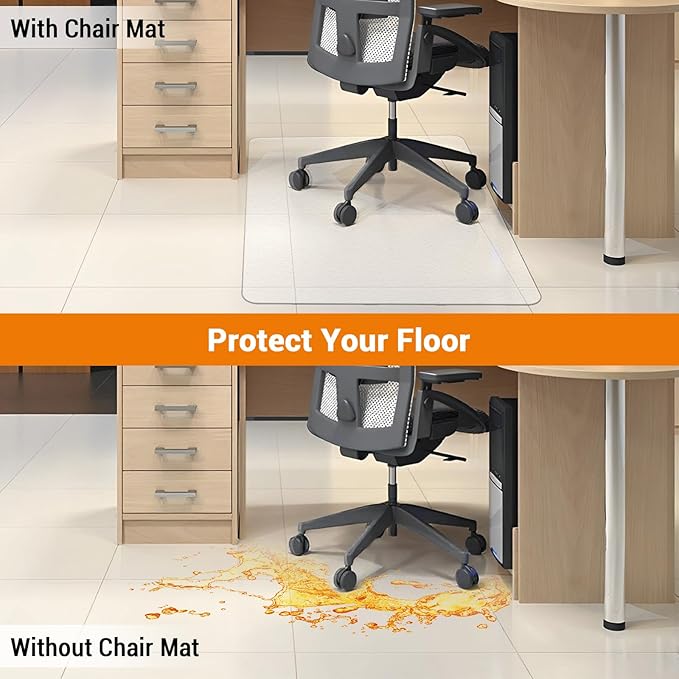 Office Chair Mat for Hard Floor, 36'' x 48'' Computer Desk Chair Mat for Floors, Easy Rolling for Office on Carpets Anti-Slip Carpet Protector for Rolling Work and Gaming Chairs