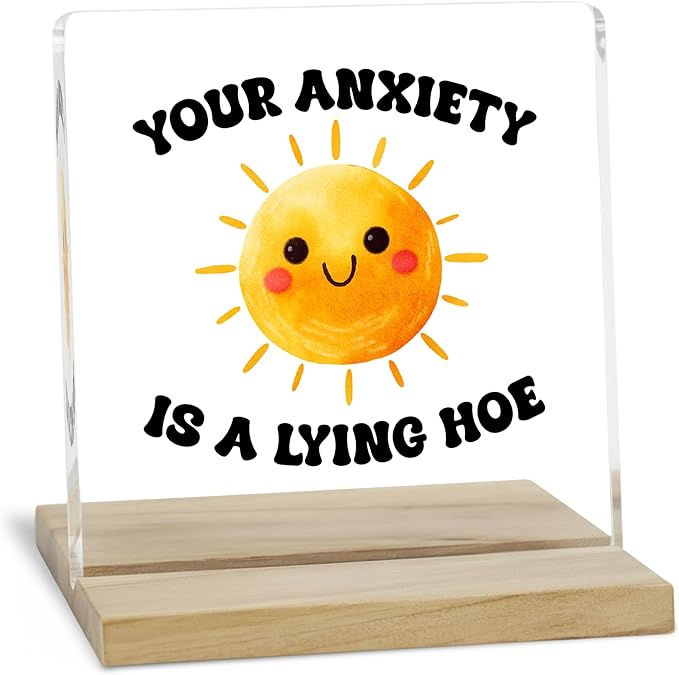 Mental Health Inspirational Desk Sign, Anxiety Relief Acrylic Decor for Women