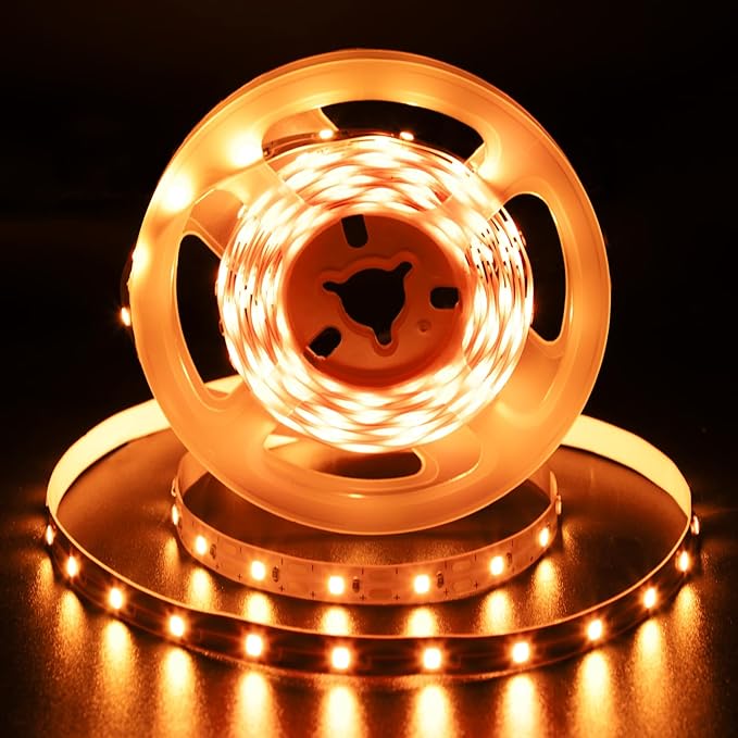 echosari Strip Lights USB 5V, 9.8Ft 180 LED Strip Lights Cuttable 2835 SMD Super Bright with Self-Adhesive DIY for Cabinet Photo Frames Desks Monitor Shelves Decor (Orange)