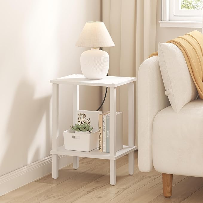 TUTOTAK End Table, Side Table, Nightstand, 2-Tier Storage Shelf, Sofa Side Table for Small Space, Living Room, Bed Room V1TB01BW034