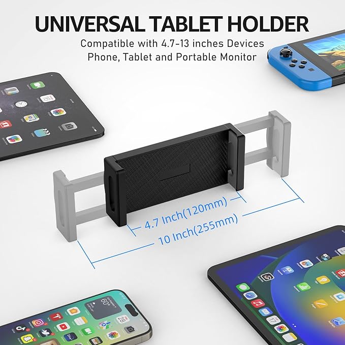 Urmust Adjustable Tablet Wall Mount, iPad Wall Mount Holder with 360° Swivel, Extendable Wall Mount for 4.7-13" Phones & Tablets, Long Arm Foldable Bracket for iPad Pro/Air/Mini,Galaxy Tab, Kindle