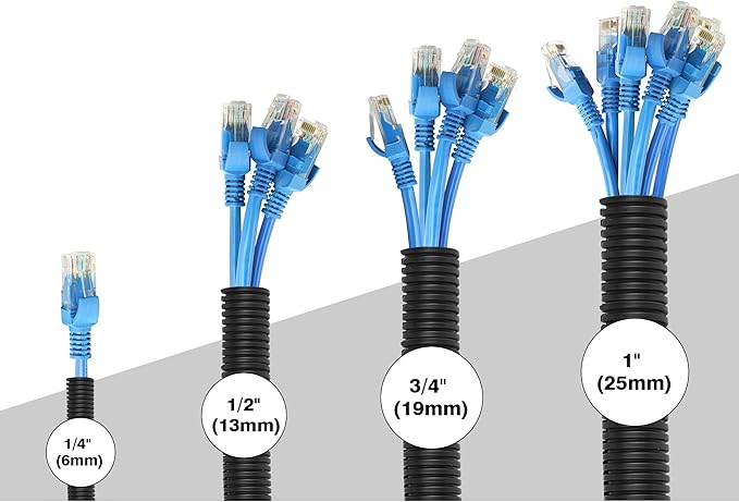 CrocSee 10ft - 1/2 inch Flame Retardant Split Wire Loom Tubing with Installation Tool - Flexible Wire Covers Cord Protectors - Black